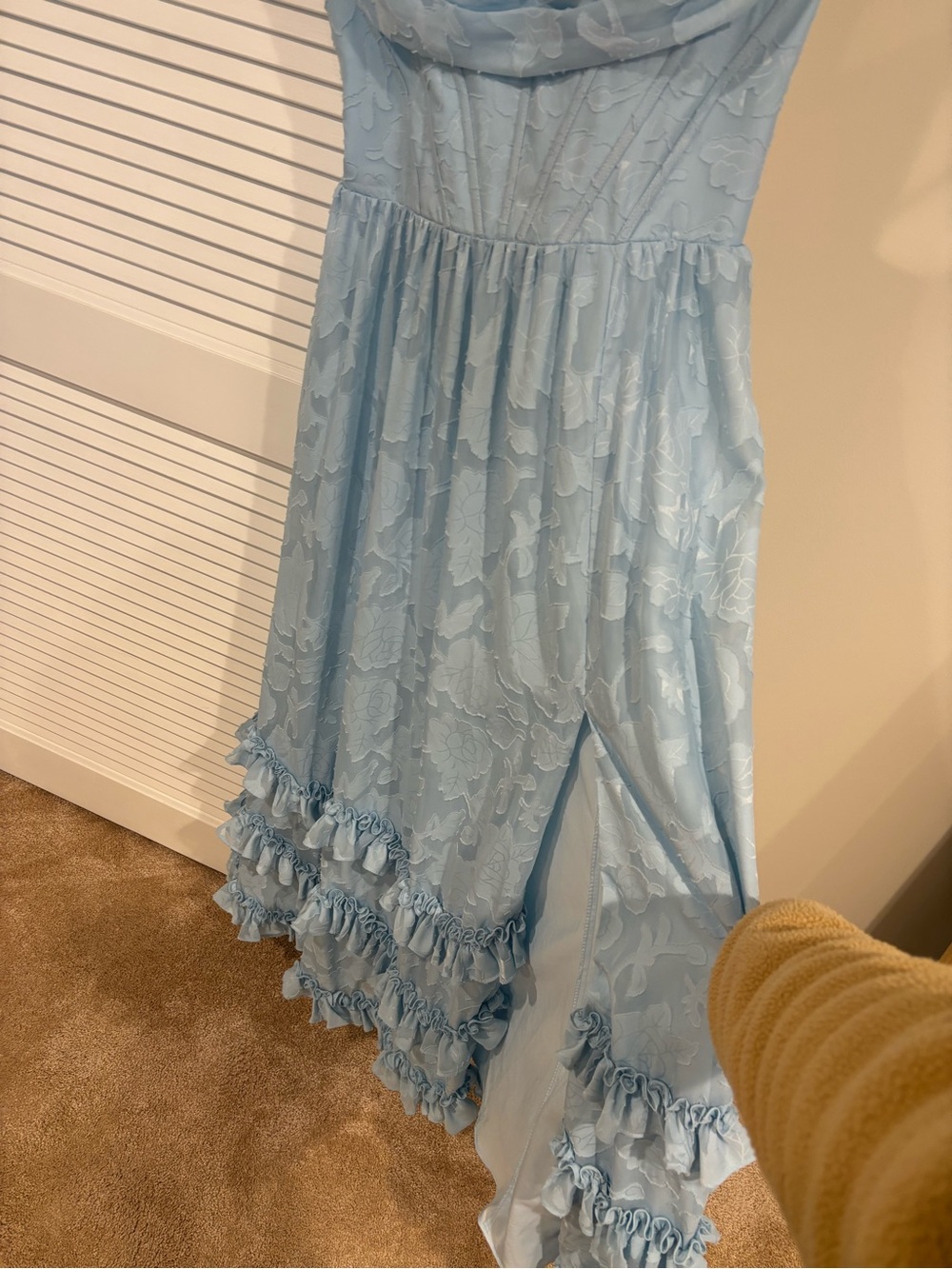 Azazie Sky Blue Floral Burnout Corset Dress - Picture 6 of 13